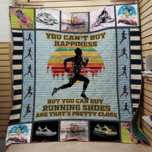 You Cant Buy Happiness Running Quilt Blanket  Quilt